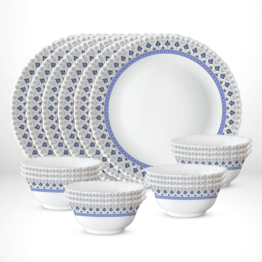 My Borosil Opalware Plate Sets 6 Plates + 12 Bowls Larah by Borosil Ocean Thali Set