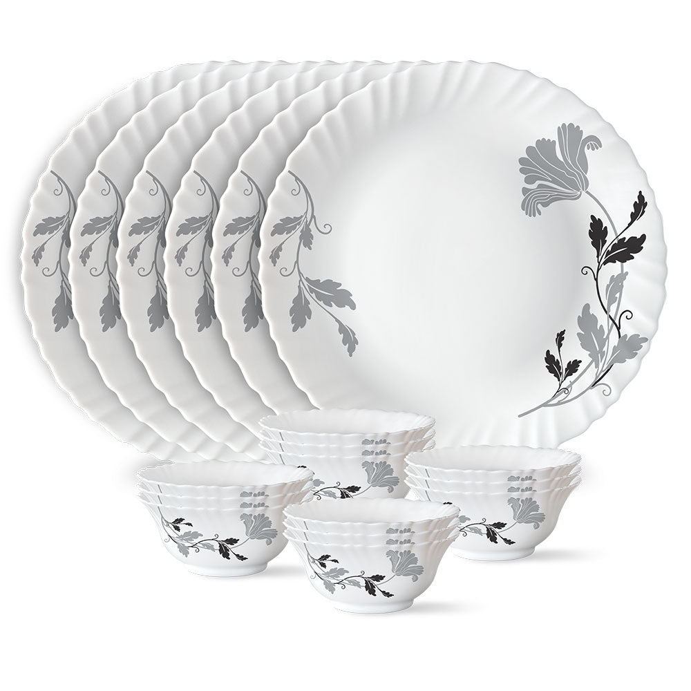 My Borosil Opalware Plate Sets 6 Plates + 12 Bowls Millenia Thali Set