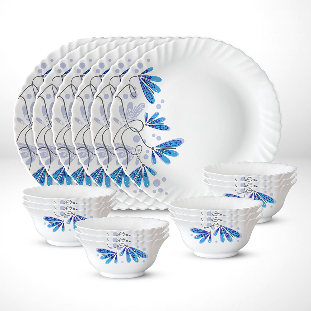 My Borosil Opalware Plate Sets 6 Plates + 12 Bowls Twilight Thali Set