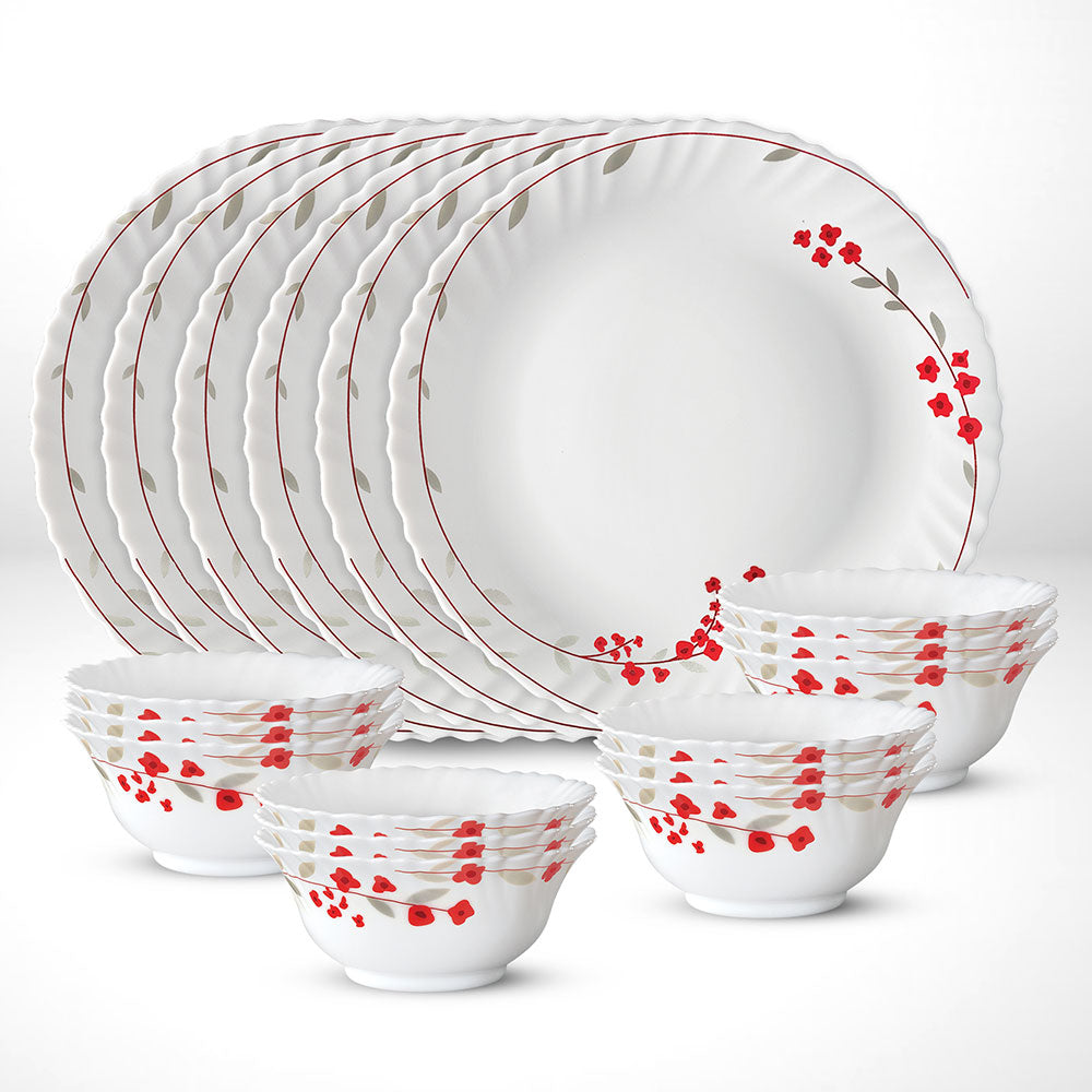 My Borosil Opalware Plate Sets 6 Plates + 12 Bowls Verona Thali Set