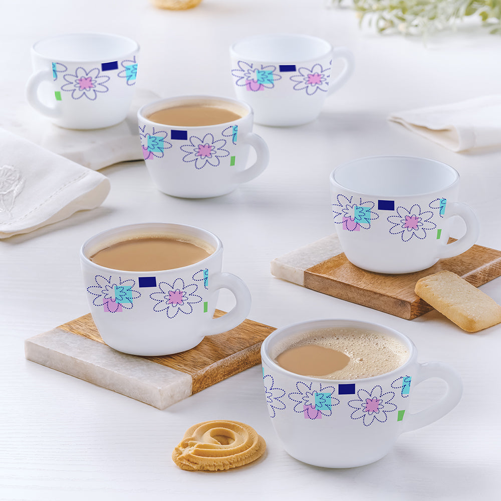 My Borosil Opalware Tea Cups & Tea Sets 140 ml x 6 Larah by Borosil Starflower Cup Set