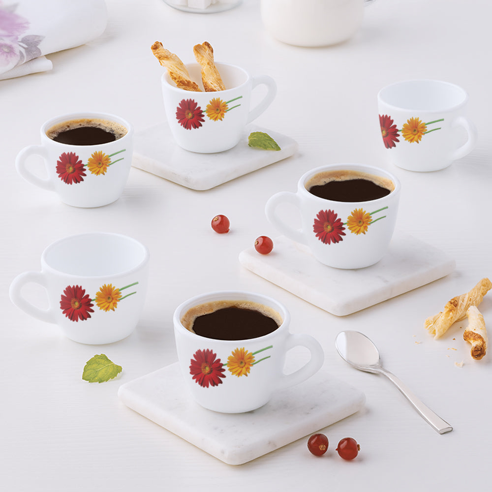 Larah by Borosil Zinnia Cup Set, 140ml x 6
