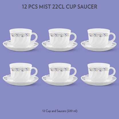 Larah Mist Cup n Saucer Set, 220ml x 12