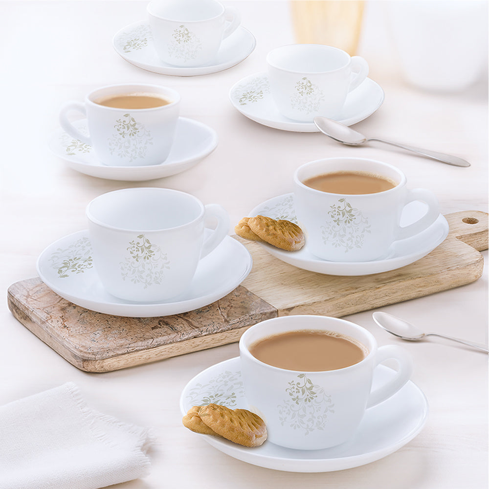 My Borosil Opalware Tea Cups & Tea Sets 90 ml x 12 Larah by Borosil Ingot Cup n Saucer Set