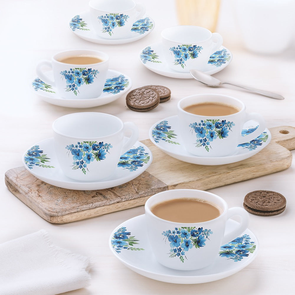 My Borosil Opalware Tea Cups & Tea Sets 90 ml x 12 Larah by Borosil Pansy Cup n Saucer Set