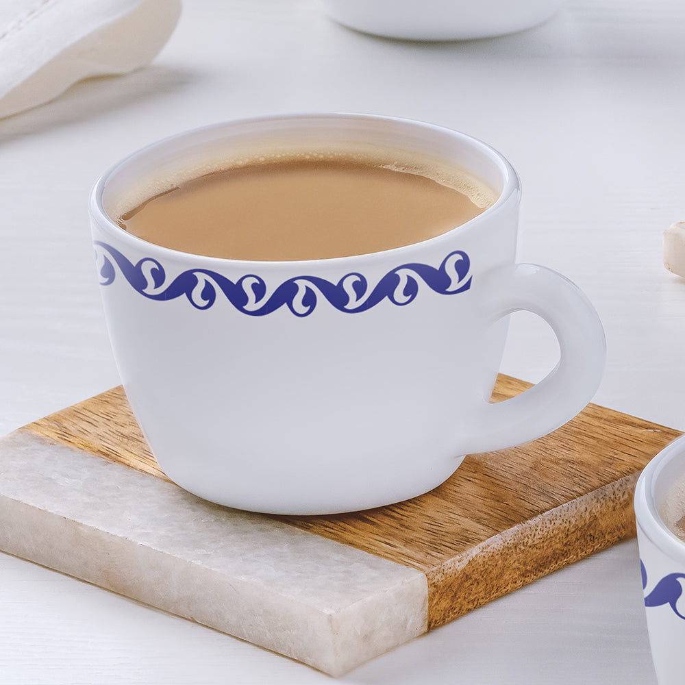 Larah by Borosil Jazzblue Cup Set, 140ml x 6
