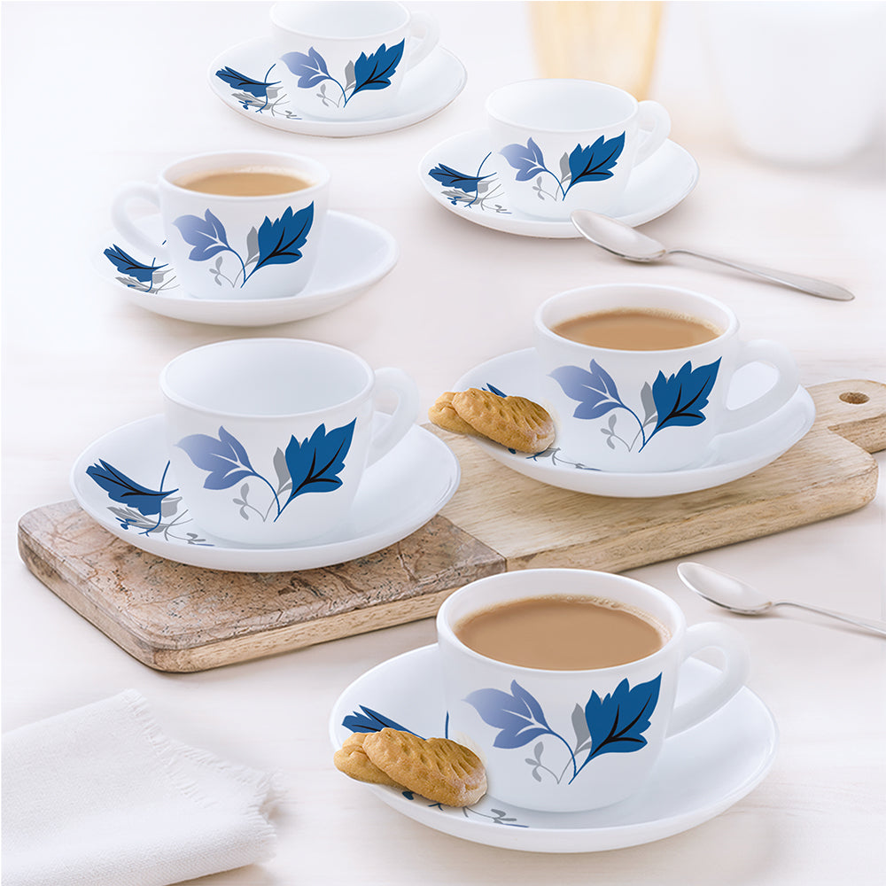 Larah by Borosil Ageria Cup n Saucer Set, 140ml x 8