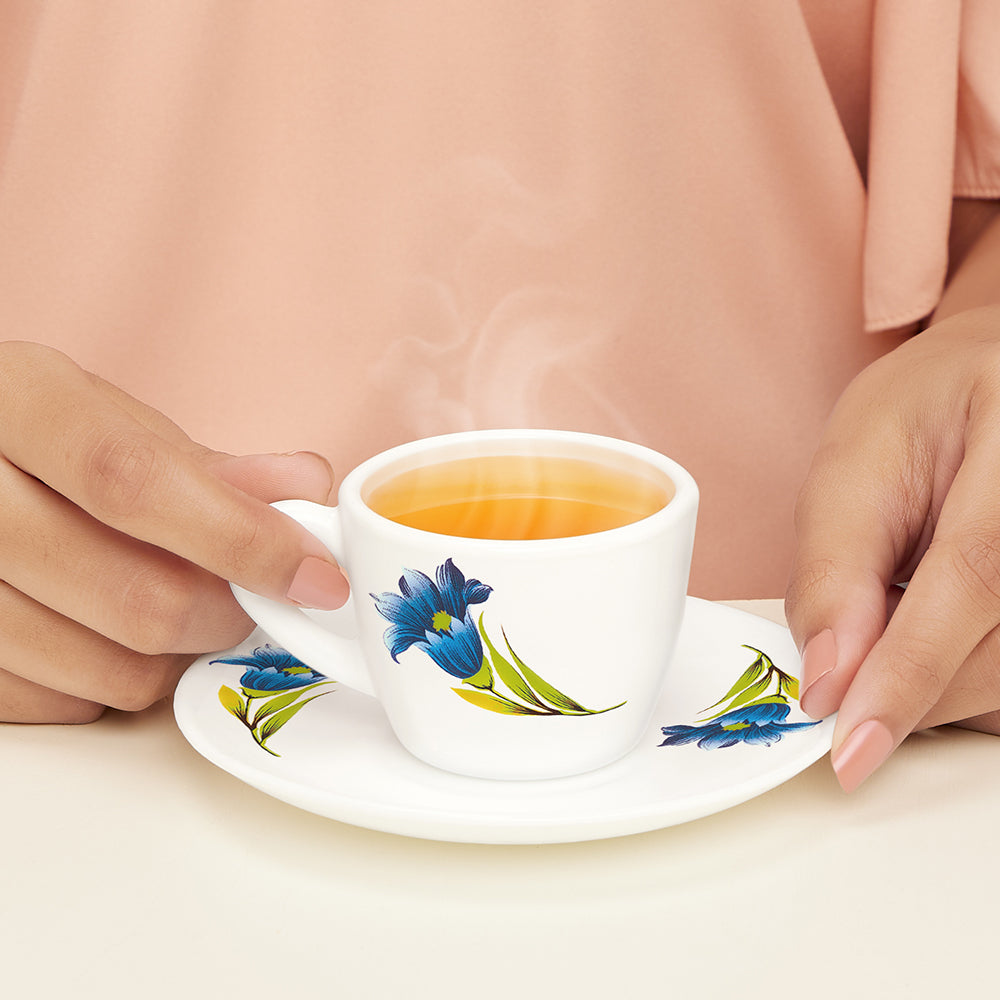 Larah by Borosil Nina Cup n Saucer Set, 140ml x 8