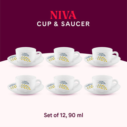 Larah Niva Cup n Saucer Set, 140ml x 8
