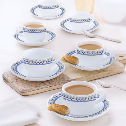 Larah Ocean Cup n Saucers Set, 220ml x 12