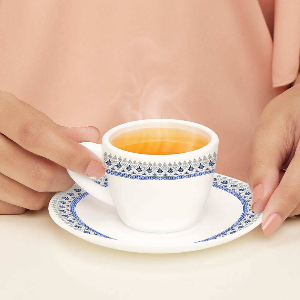 Larah by Borosil Ocean Cup n Saucers Set, 220ml x 12