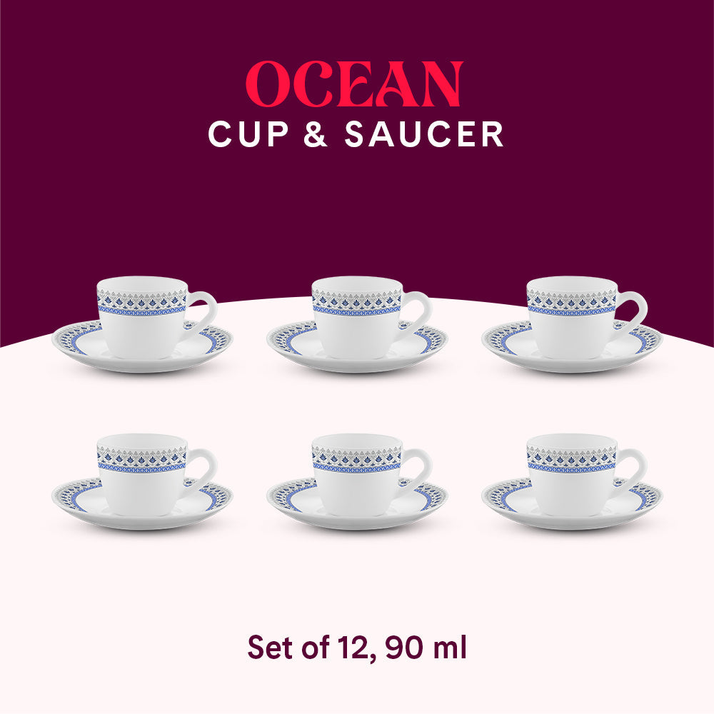 My Borosil Opalware Tea Cups & Tea Sets Larah by Borosil Ocean Cup n Saucers Set