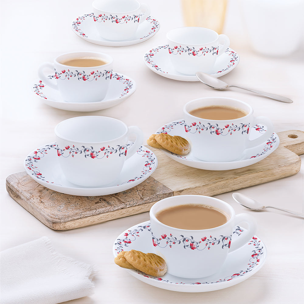 My Borosil Opalware Tea Cups & Tea Sets Larah by Borosil, Opalware, Microwave Safe, Pentas Cup n Saucer Set of 12