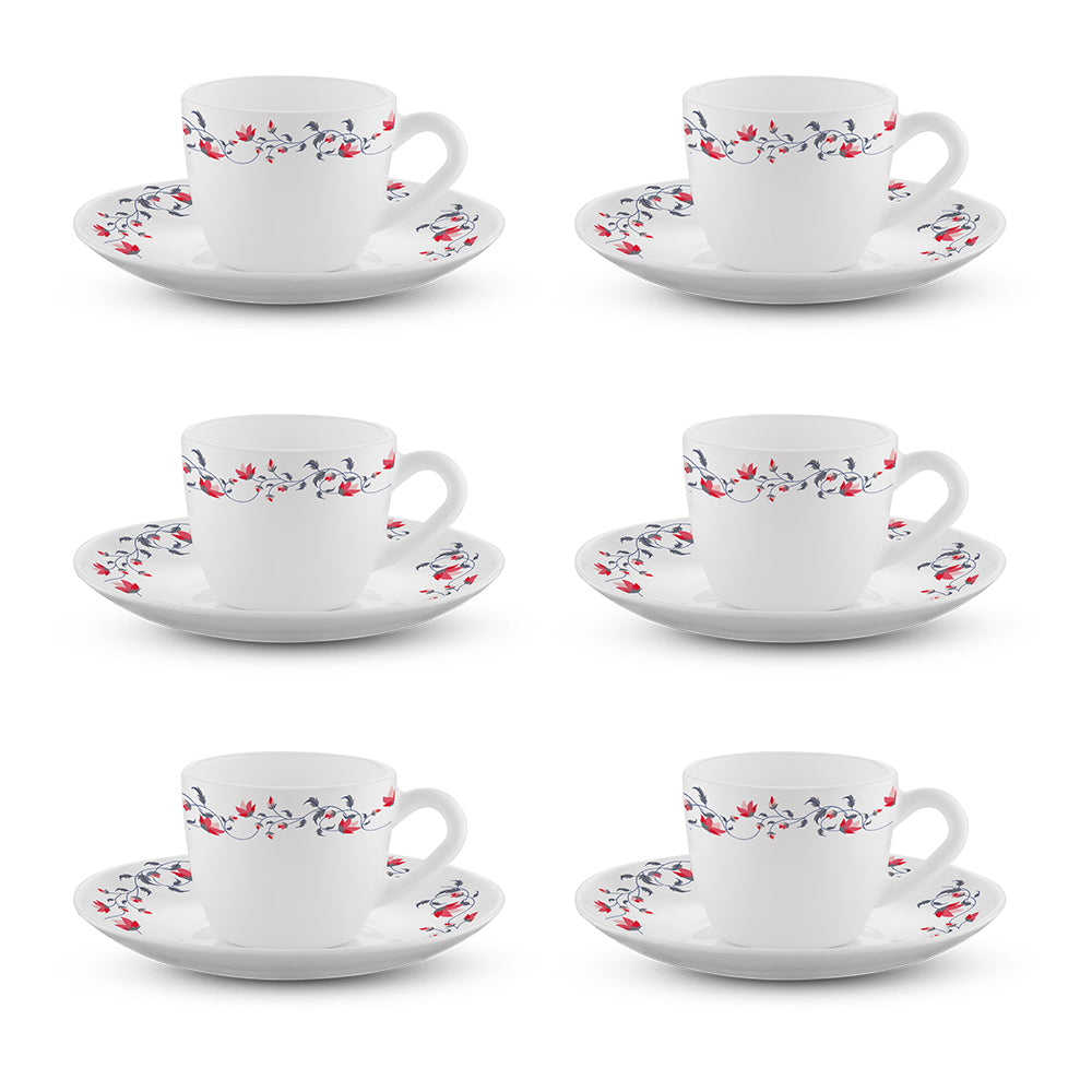 My Borosil Opalware Tea Cups & Tea Sets Larah by Borosil, Opalware, Microwave Safe, Pentas Cup n Saucer Set of 12