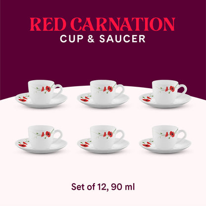 Larah Carnation Cup n Saucer Set, Red