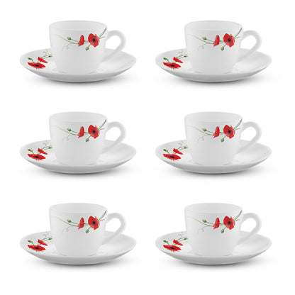 Larah Carnation Cup n Saucer Set, Red