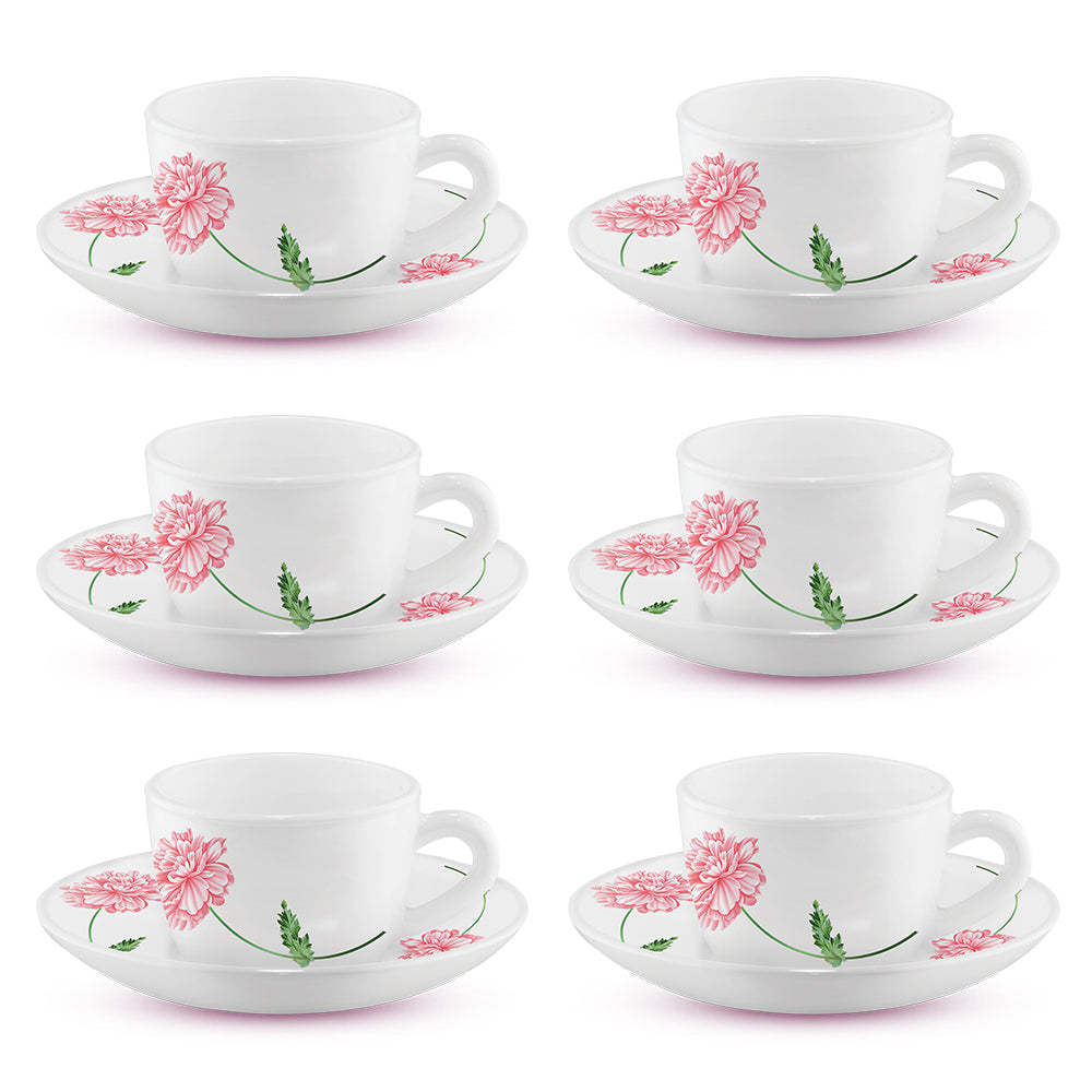 My Borosil Opalware Tea Cups & Tea Sets Larah by Borosil Red Mist Cup n Saucer Set