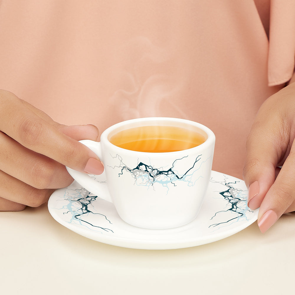 Larah by Borosil Sara Cup n Saucers Set, 140ml x 12