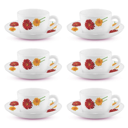 Larah Zinnia Cup n Saucer Set, 140ml x 8