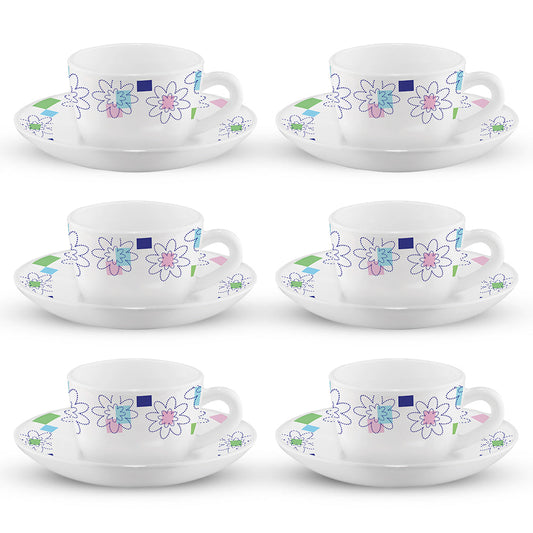 My Borosil Opalware Tea Cups & Tea Sets Starflower Cup n Saucers Set