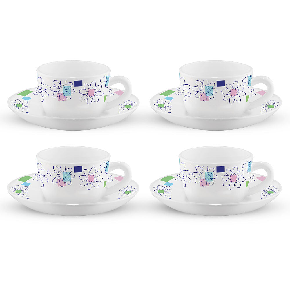 My Borosil Opalware Tea Cups & Tea Sets Starflower Cup n Saucers Set