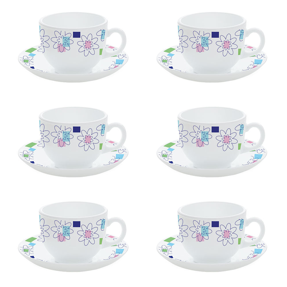 My Borosil Opalware Tea Cups & Tea Sets Starflower Cup n Saucers Set