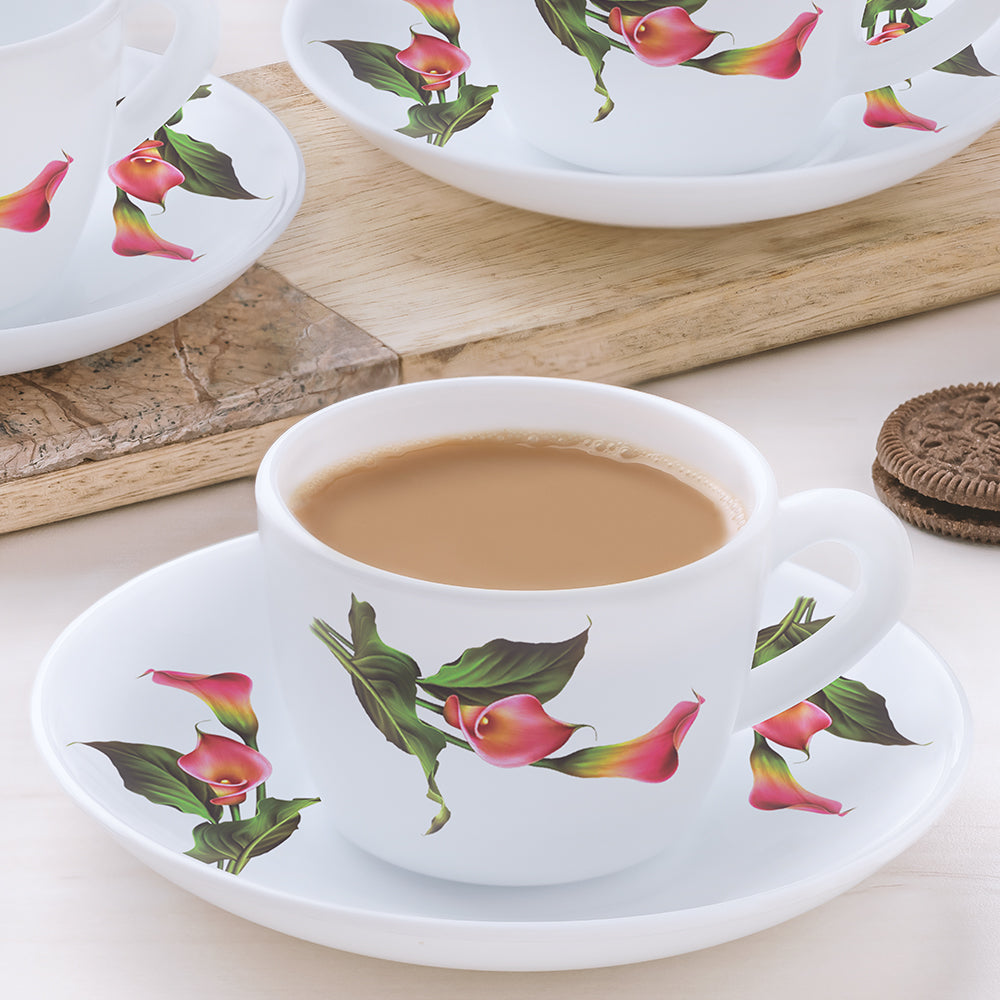 Larah by Borosil Stargazer Cup n Saucer Set, 140ml x 8