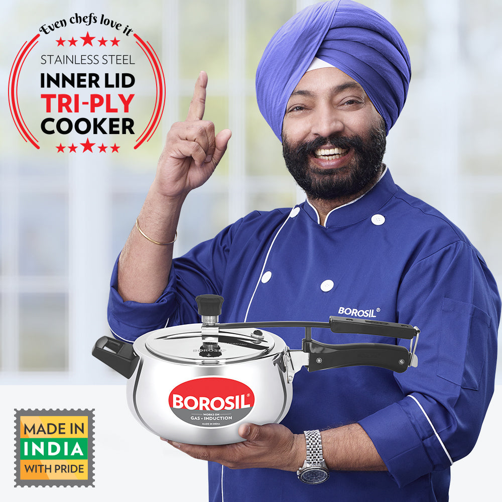 My Borosil Pressure Cookers Borosil Pronto Tri-ply Inner Lid Pressure Cooker