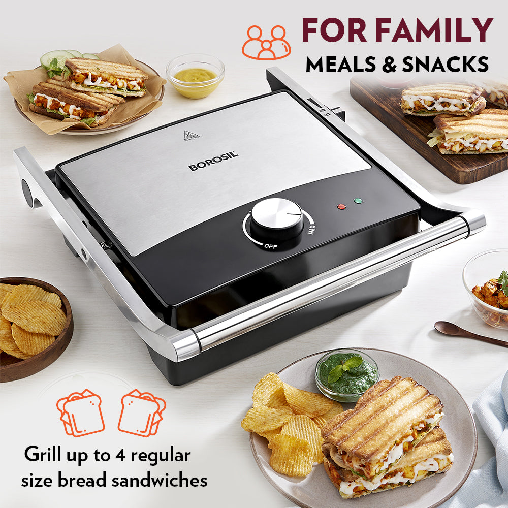 My Borosil Sandwich & Waffle Makers Borosil Mega Jumbo 180° Grill Sandwich Maker