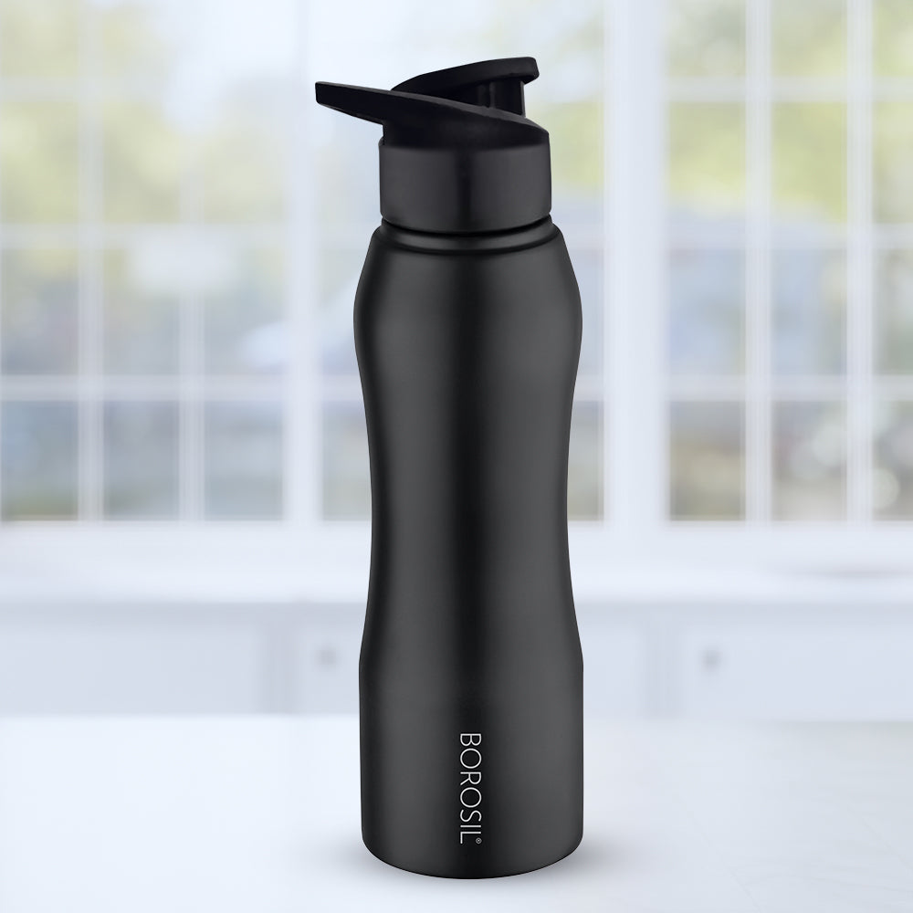 My Borosil Stainless Steel Bottles 1 L Borosil Grip n Sip Black, Personalise