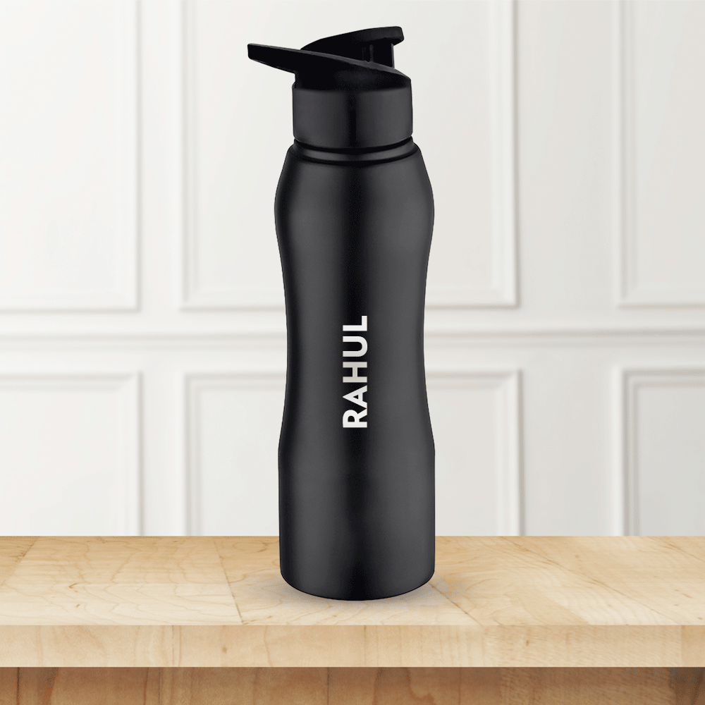 Personalised Grip n Sip Single Wall Bottle, Black
