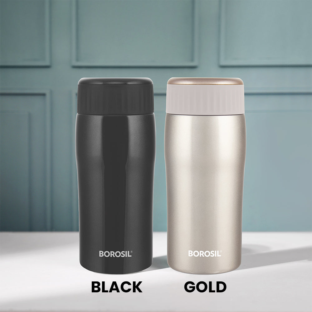 My Borosil Stainless Steel Bottles 320 ml Cosmic, Black, 320 ml