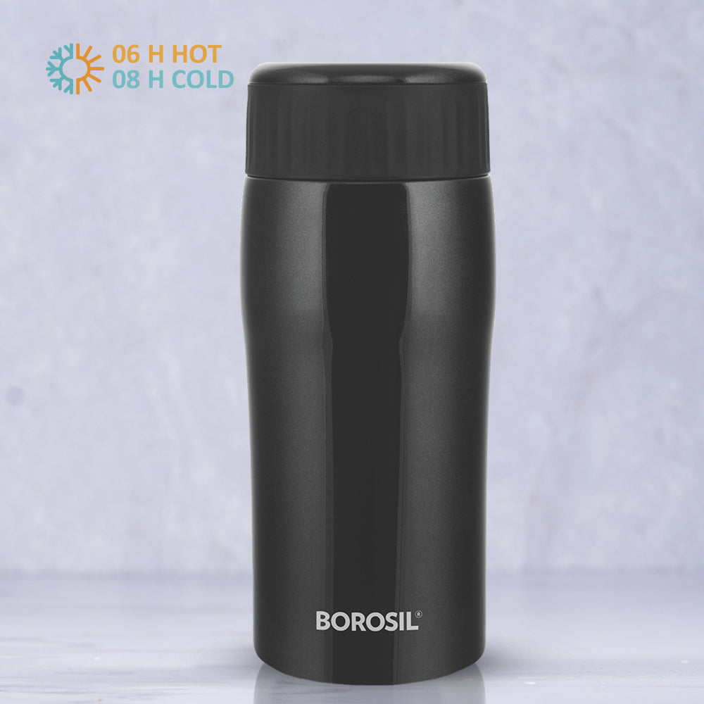 My Borosil Stainless Steel Bottles 320 ml Cosmic, Black, 320 ml