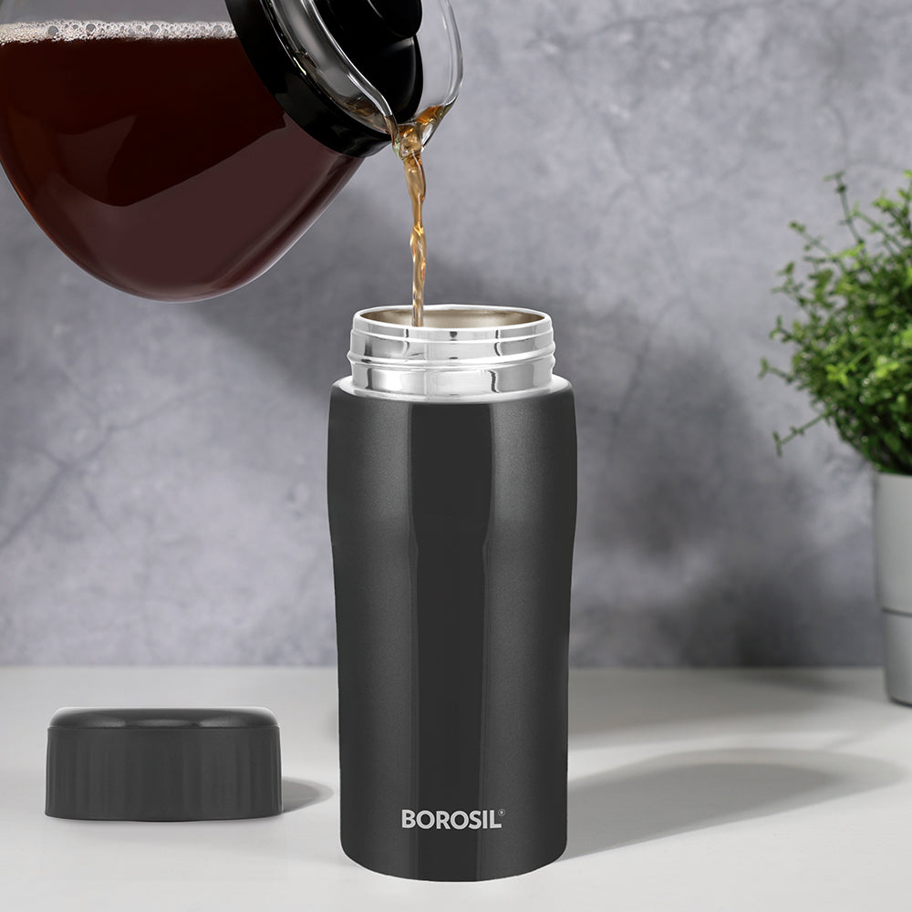 My Borosil Stainless Steel Bottles 320 ml Cosmic, Black, 320 ml