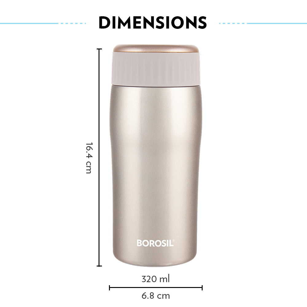 My Borosil Stainless Steel Bottles 320 ml Cosmic, Gold, 320 ml