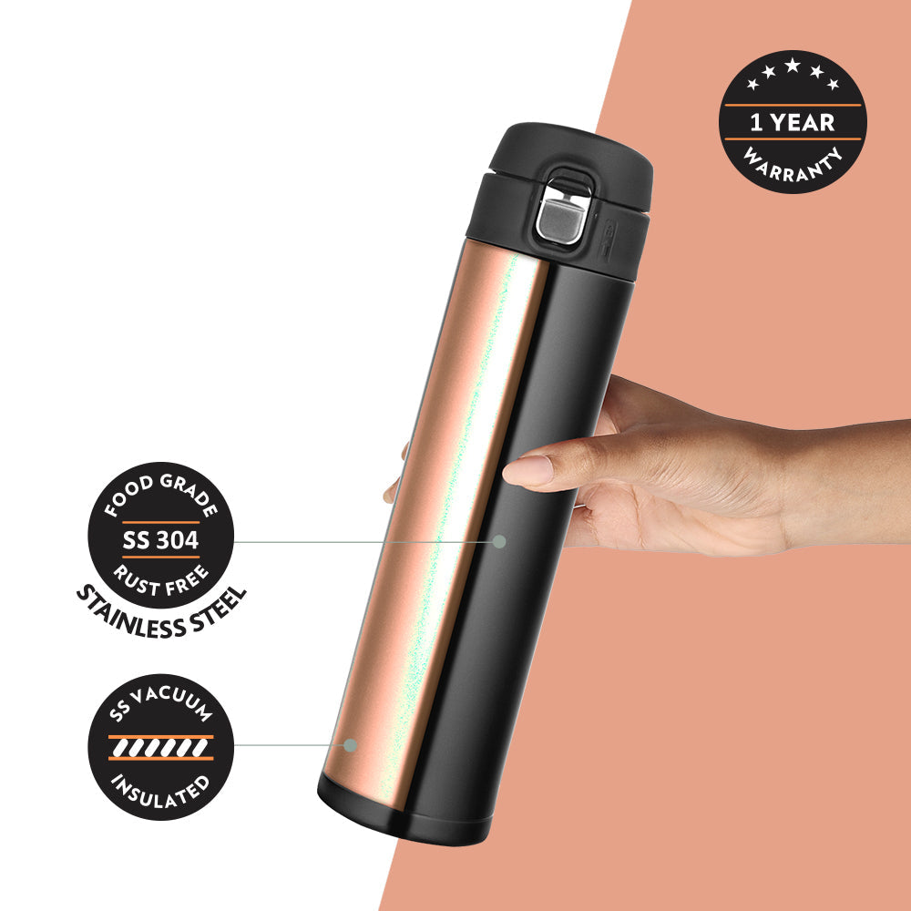 My Borosil Stainless Steel Bottles 500 ml Nova Classic, 500 ml, Black