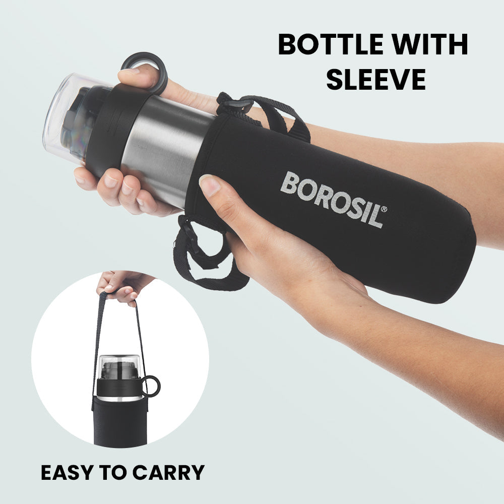 My Borosil Stainless Steel Bottles 500 ml Thermo w Cup Handle, 500 ml