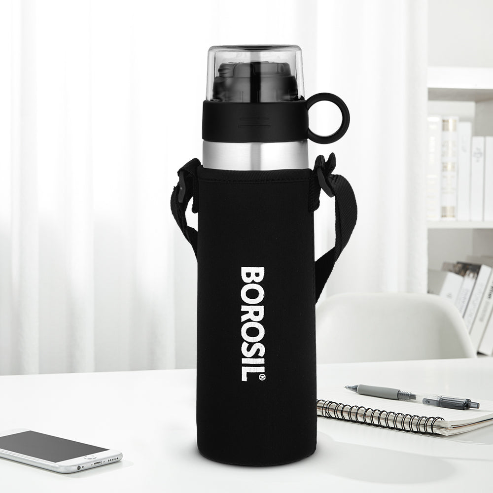 My Borosil Stainless Steel Bottles 500 ml Thermo w Cup Handle, 500 ml