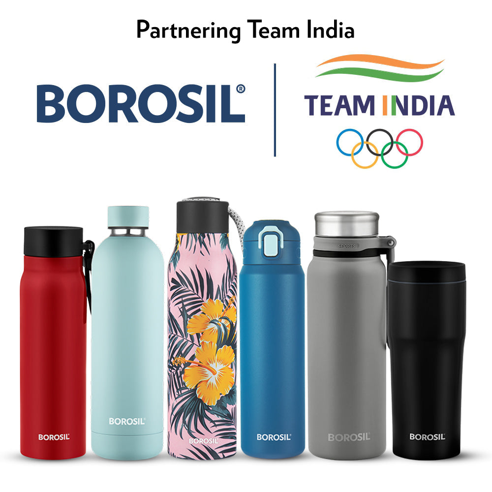 My Borosil Stainless Steel Bottles 500 ml Thermo w Cup Handle, 500 ml