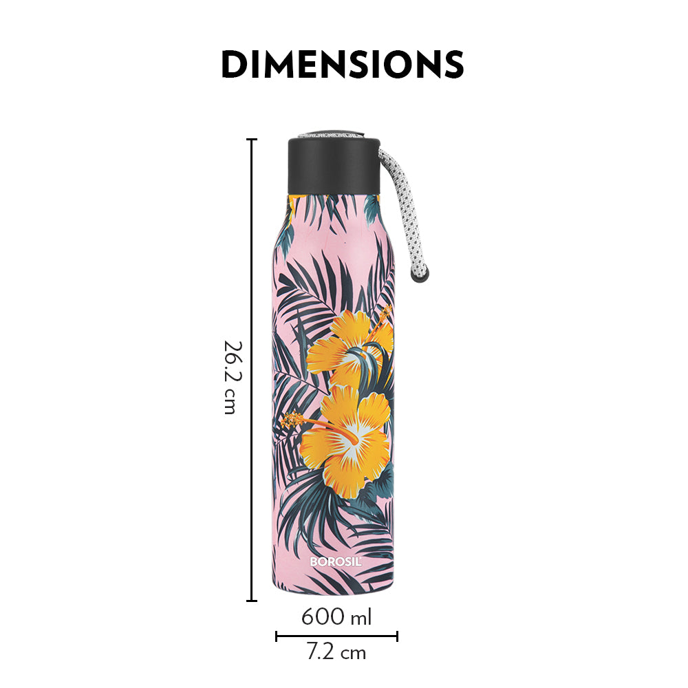 My Borosil Stainless Steel Bottles 600 ml Aquasoul Tropical