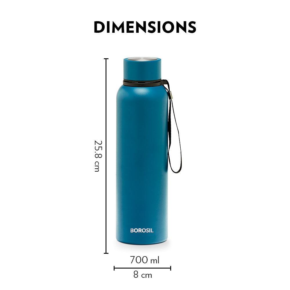 My Borosil Stainless Steel Bottles 700 ml Borosil Trek Teal Blue, Personalise