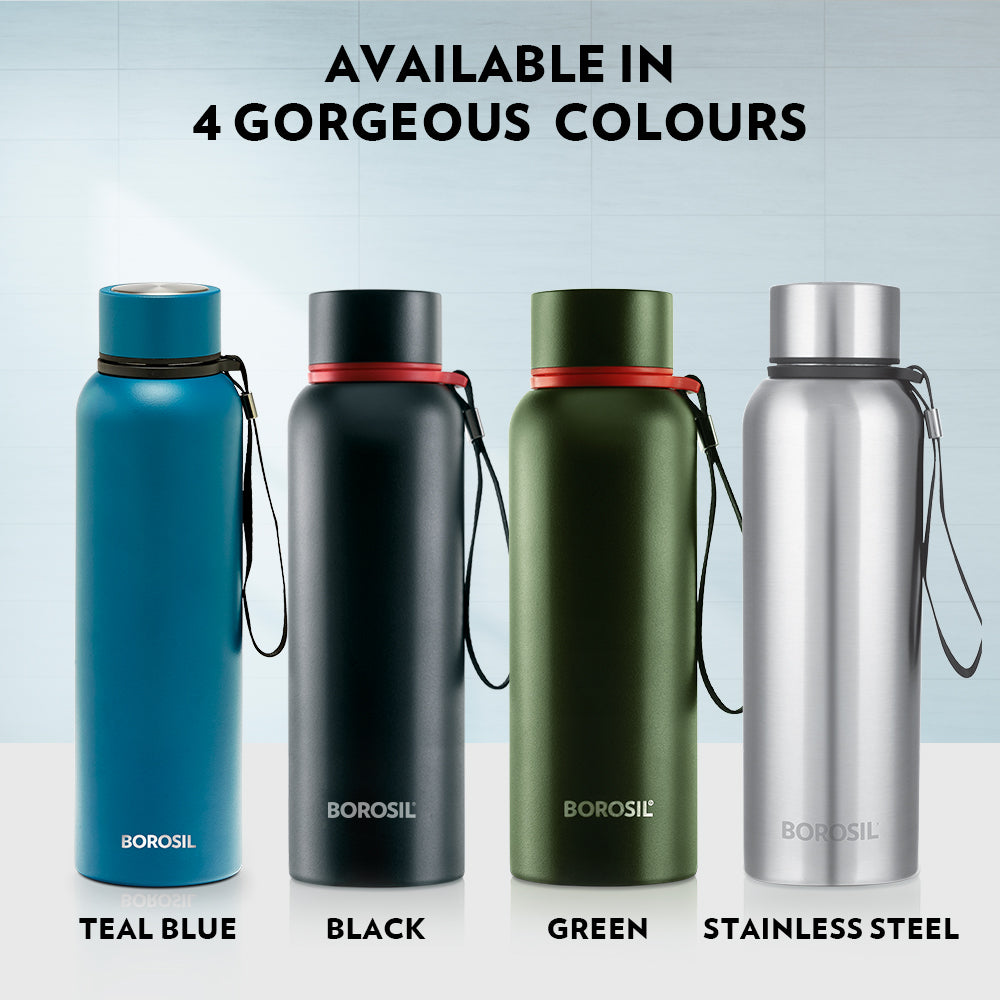 My Borosil Stainless Steel Bottles 700 ml Borosil Trek Teal Blue, Personalise