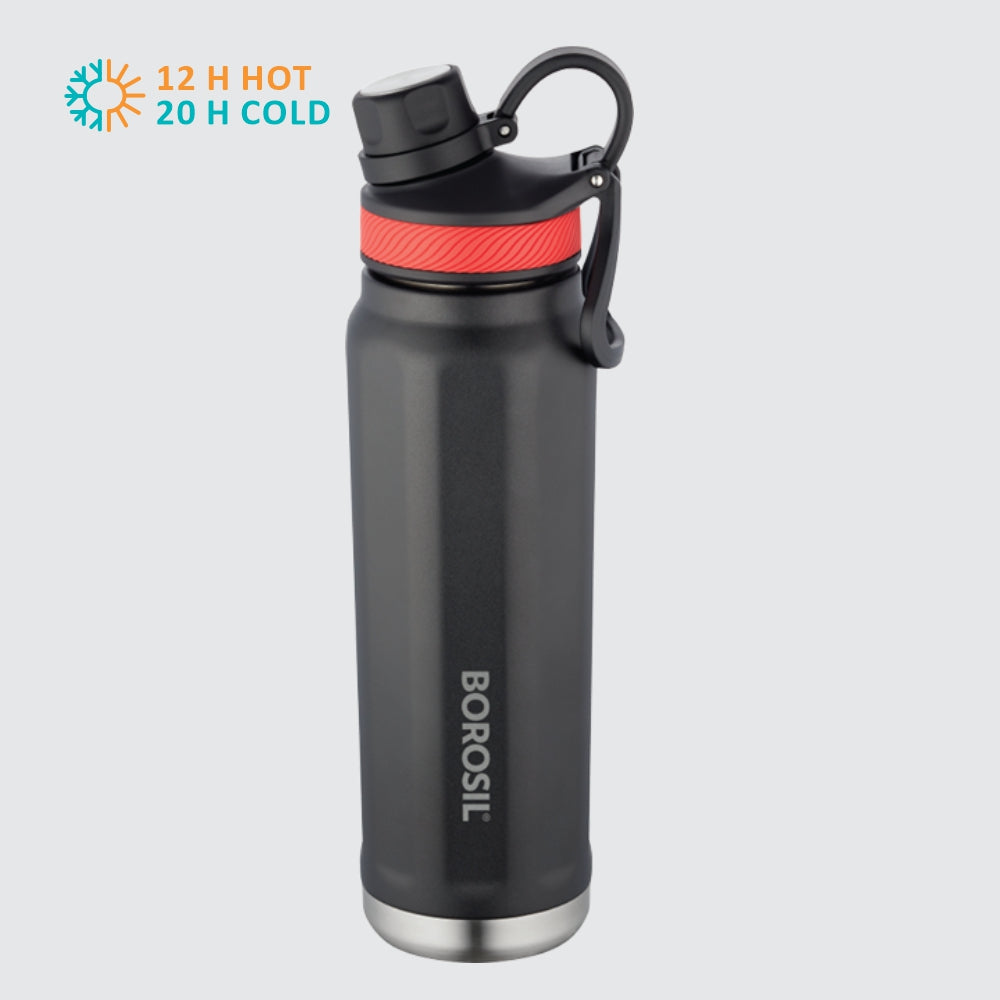 My Borosil Stainless Steel Bottles 710 ml Borosil SportSip Black Personalise