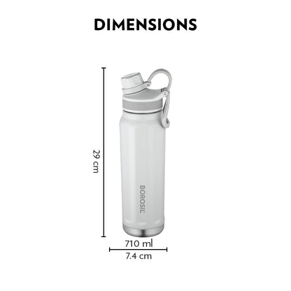 My Borosil Stainless Steel Bottles 710 ml Borosil SportSip Slate Gray Personalise