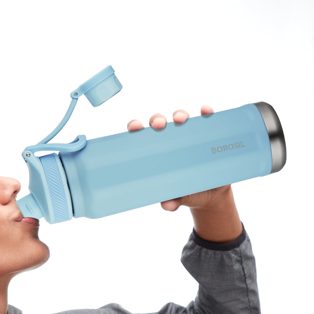 My Borosil Stainless Steel Bottles 710 ml SportSip Light Blue