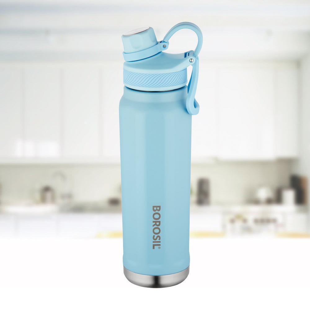 My Borosil Stainless Steel Bottles 710 ml SportSip Light Blue