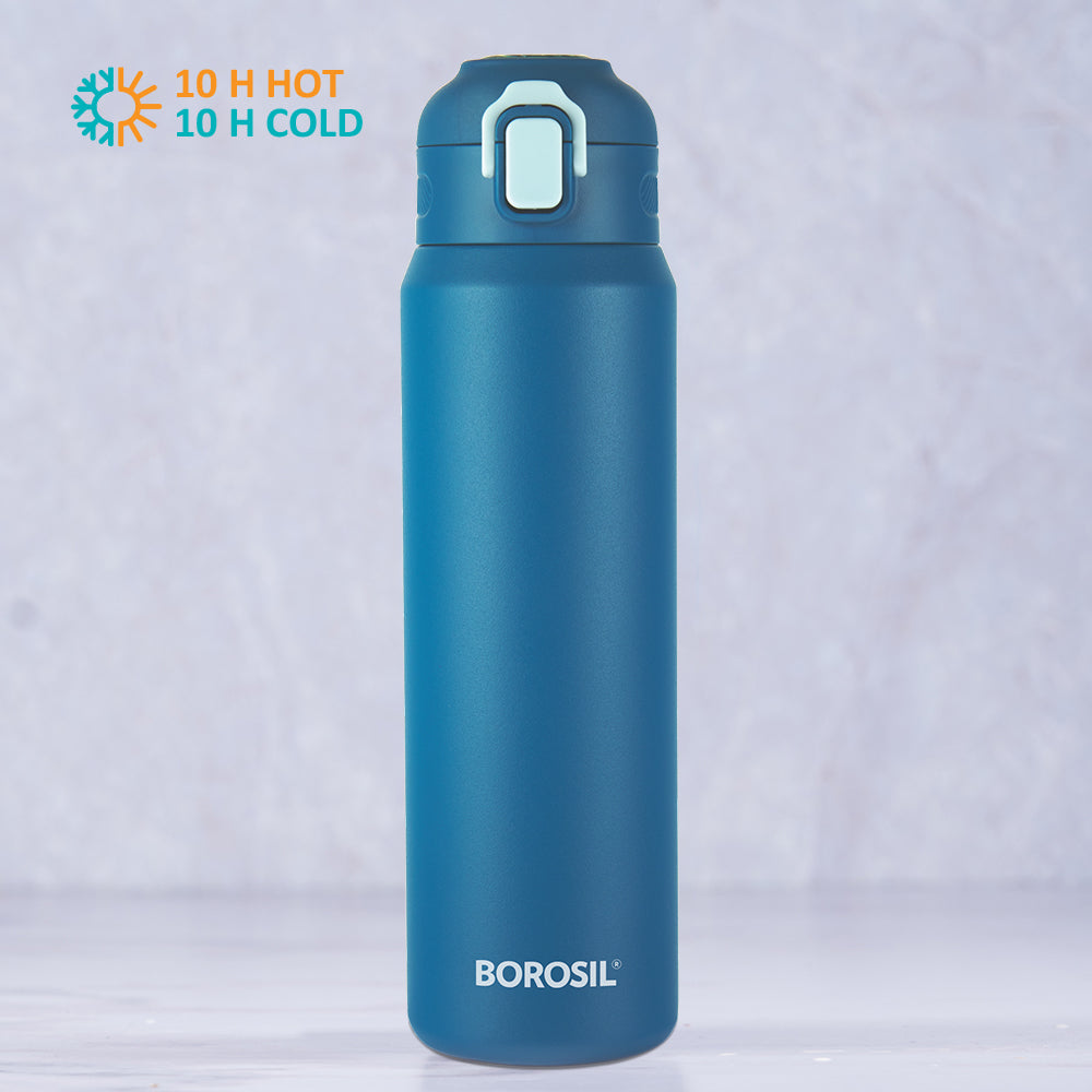 My Borosil Stainless Steel Bottles 800 ml Aquasport Insulated Bottle, 800 ml, Blue