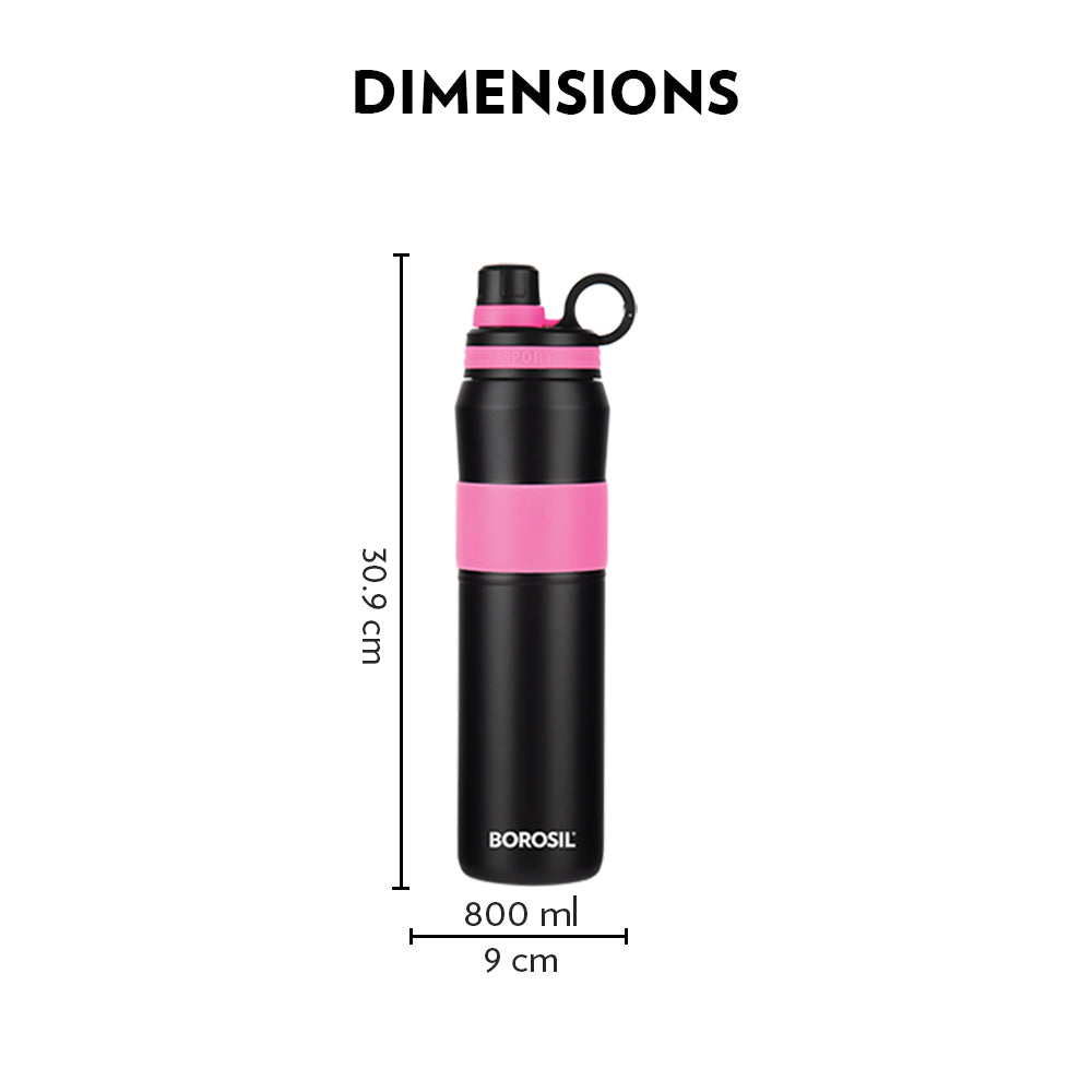 My Borosil Stainless Steel Bottles 800 ml Borosil ThirstBurst Fuchsia Personalise