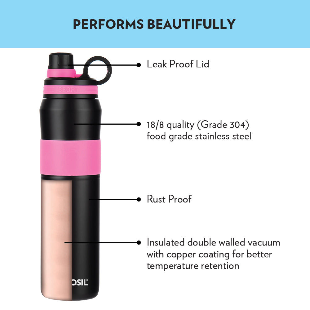 My Borosil Stainless Steel Bottles 800 ml Borosil ThirstBurst Fuchsia Personalise