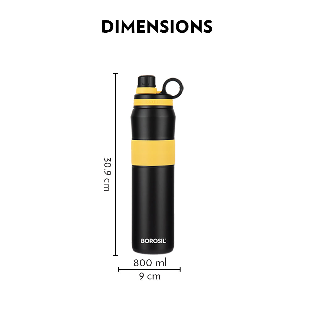 My Borosil Stainless Steel Bottles 800 ml Borosil ThirstBurst Sunflower Personalise